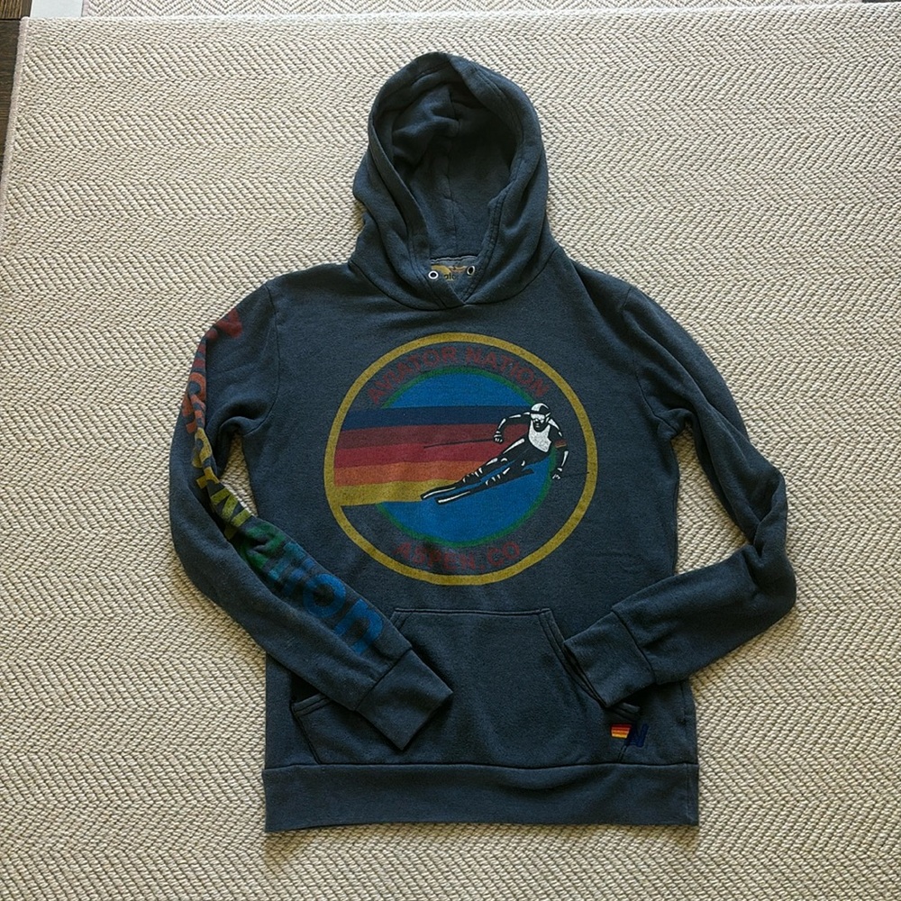 Aviator Nation Aspen Hoodie Sweatshirt Navy Size S